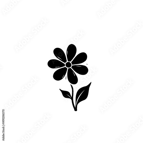 Simple floral illustration with dark petals against a plain white backdrop