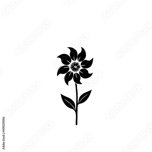 Elegant floral silhouette isolated on white background evoking natural grace