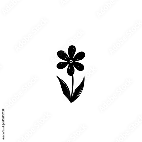 Simple monochrome floral illustration with minimal shading and subtle textures