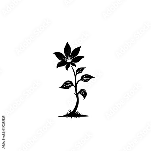 Elegant botanical silhouette: A minimalist floral design with timeless appeal
