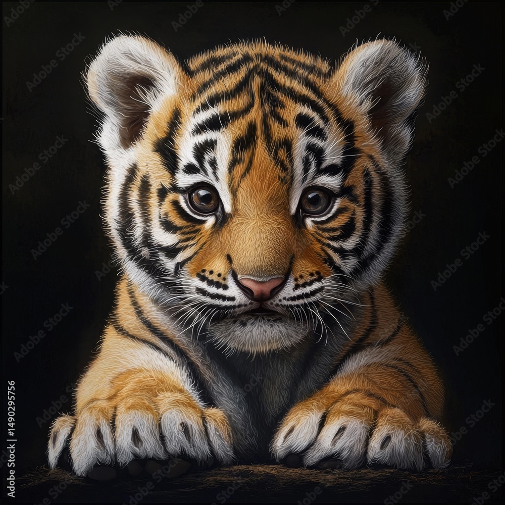 custom made wallpaper toronto digitalA baby tiger is sitting on a ledge and looking at the camera