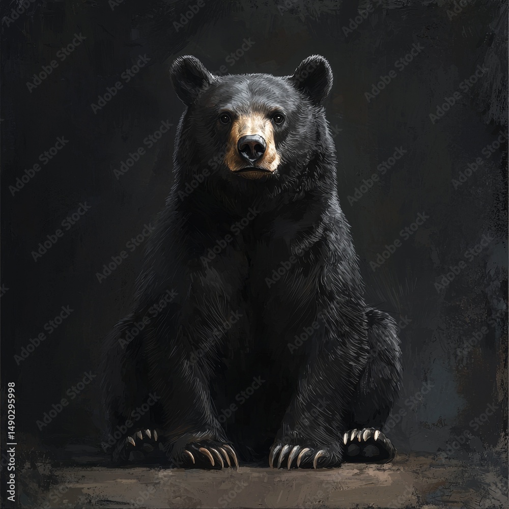 Fototapeta premium A black bear is sitting on a table