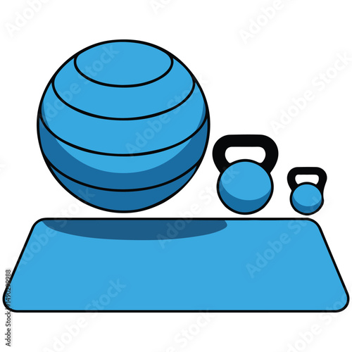Fitness equipment set isolated vector illustration on white background