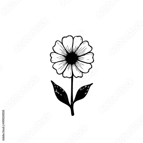 Monochrome floral illustration capturing botanical minimalism and timeless design