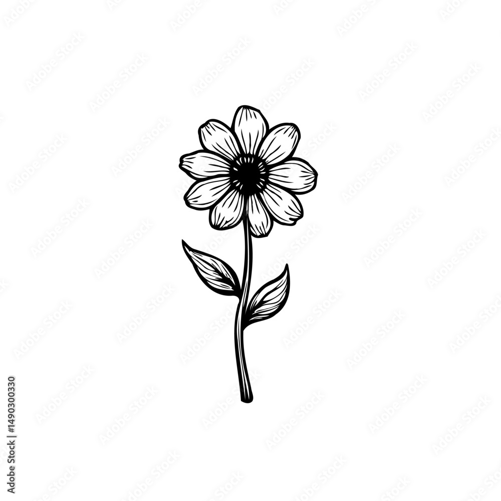 Naklejka premium Elegant botanical illustration showcasing a delicate flower with intricate detail