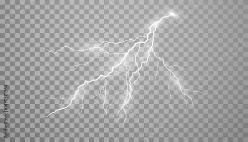 Thunderstorm and Lightning. Magical and Vivid Lighting Effect of Realistic Lightning. Lightning strike bolt. 