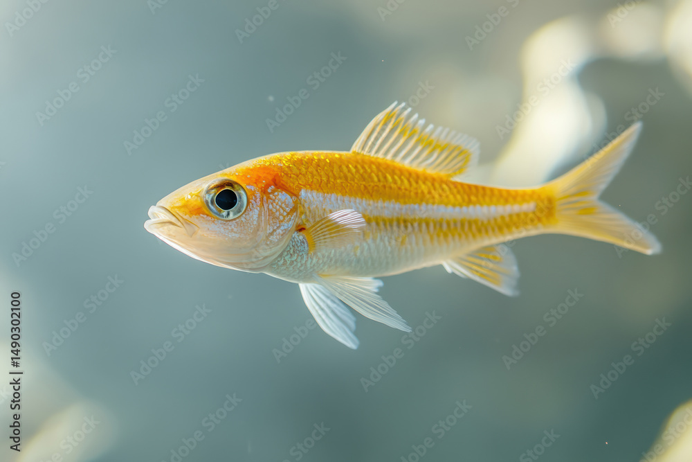 Fototapeta premium Colorful orange fish swimming gracefully in clear water