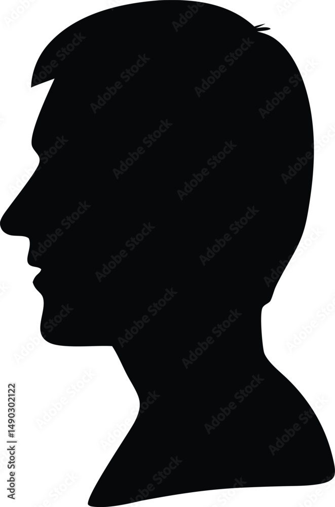 Black silhouette art of a woman and a man's head in profile, a vector illustration depicting human figures Black silhouette art of a woman and a man's head in profile, a vector illustration depicting human figures