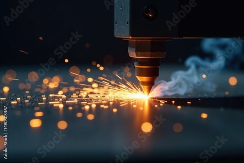 Wallpaper Mural Precise Laser Cutting A Close-Up View of the Intense Heat and Sparks Created During the Metal Fabrication Process Torontodigital.ca