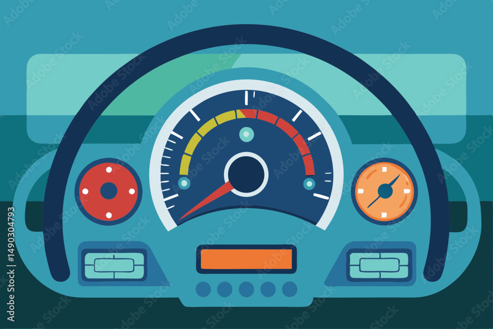Car Dashboard with Speedometer Vector