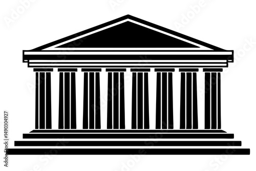 Solid White Bank Icon Illustration