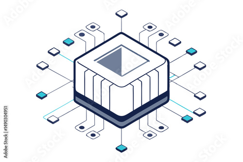 Computer Hardware CPU Isometric Art