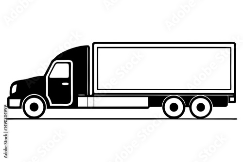 Cargo Truck Line Drawing Vector
