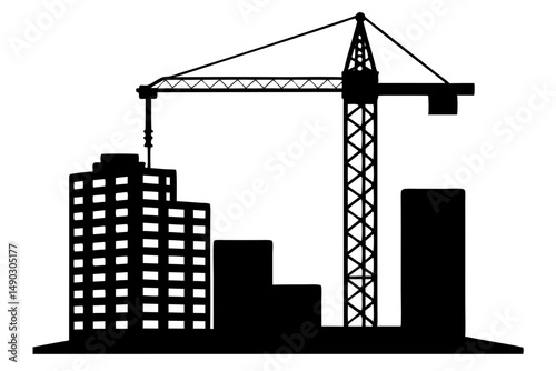 High Rise Development with Crane Vector