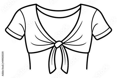 Knotted Crop Shirt Vector Short Sleeves