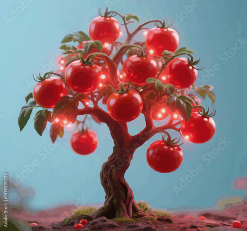 Magical Tomato Tree in Fantasy Garden