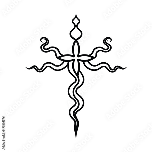 Ornamental Leviathan Cross with Smoke Trails