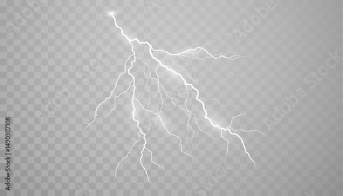 Thunderstorm and Lightning. Magical and Vivid Lighting Effect of Realistic Lightning. Lightning strike bolt. 