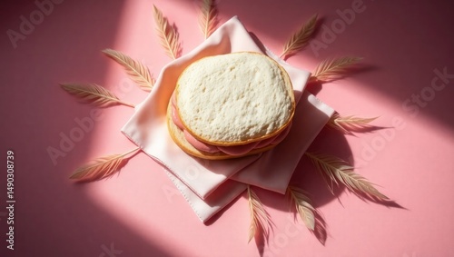 Sandwich presentation soft lighting and feather accents