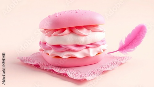 Sweet pink confection with fluffy layers