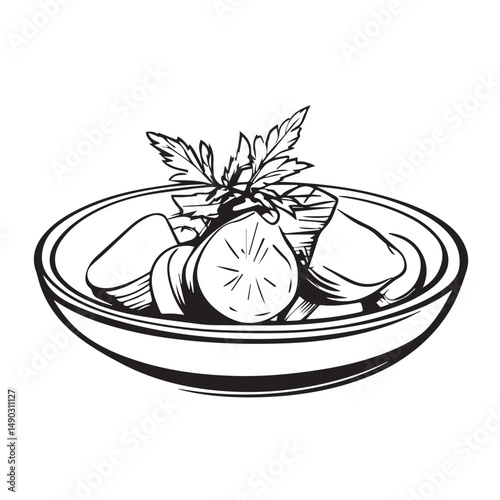vector illustration of a plate with fruits