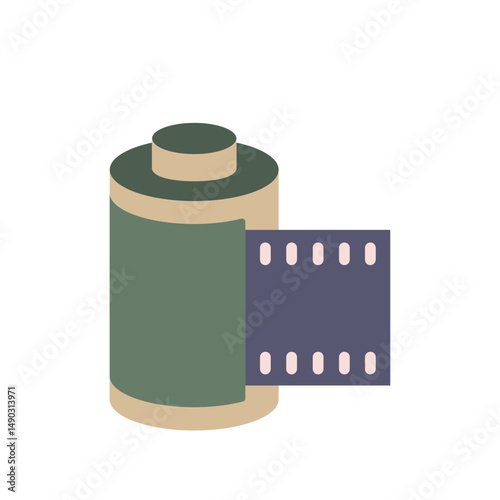 Retro Film Roll Photography: Nostalgic Image Capture with Simple Vector Design