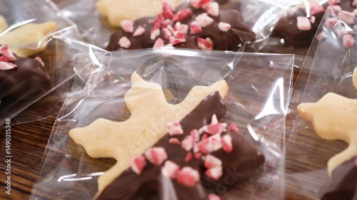 Festive Cookie Packaging with Chocolate-Dipped Christmas Delights