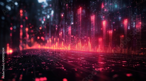 Cyberpunk Cityscape: Digital Metropolis at Night