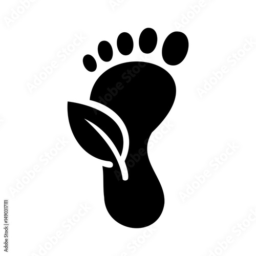Footprint with leaf eco friendly symbol