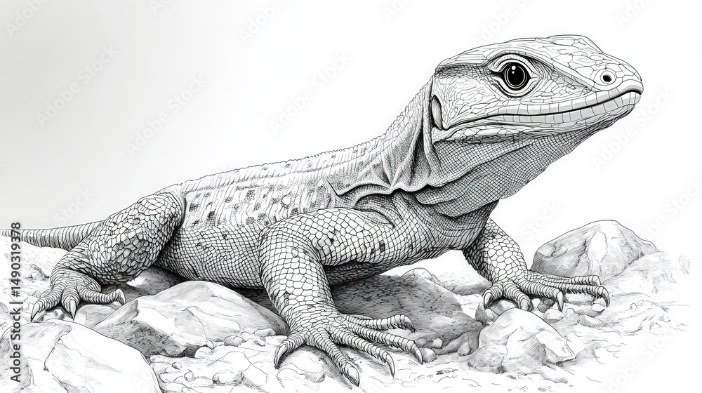 Obraz premium Detailed pencil sketch of a lizard (1)