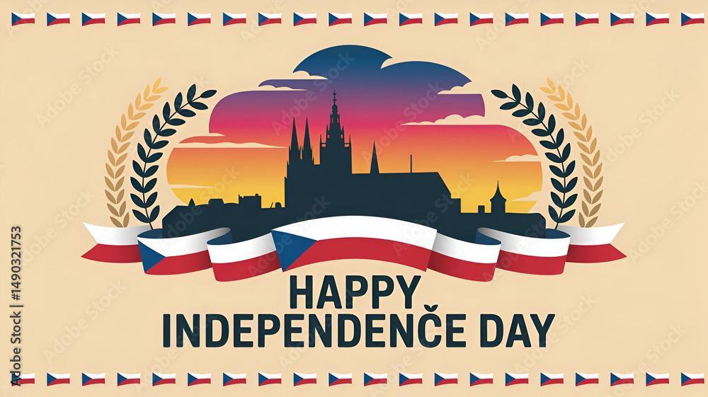 Fototapeta premium October 28, Independent Czechoslovak State Day vector illustration. Public holiday in Czech Republic. Suitable for greeting card, poster and banner.