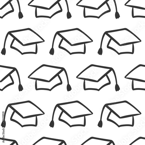 Bachelor Graduation Cap Student Seamless Pattern 