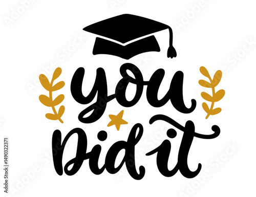 Graduate University, school, academy cap lettering