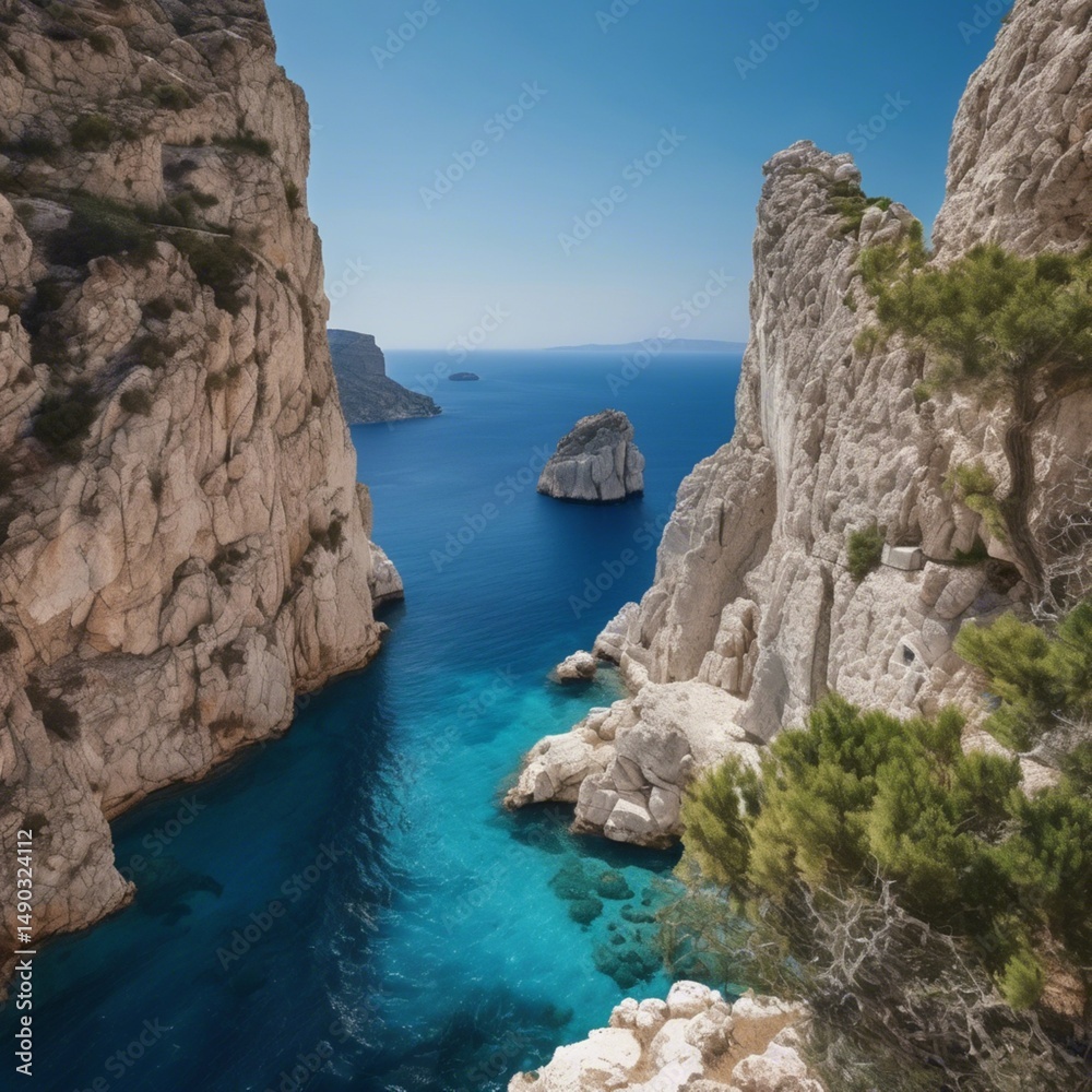 Cliffs that proudly rise above the calm, blue sea. Waves gently crash against the rocky coastline, creating picturesque landscapes full of nature and tranquility. Cliffs that proudly rise above the calm, blue sea. Waves gently crash against the rocky coastline, creating picturesque landscapes full of nature and tranquility.
