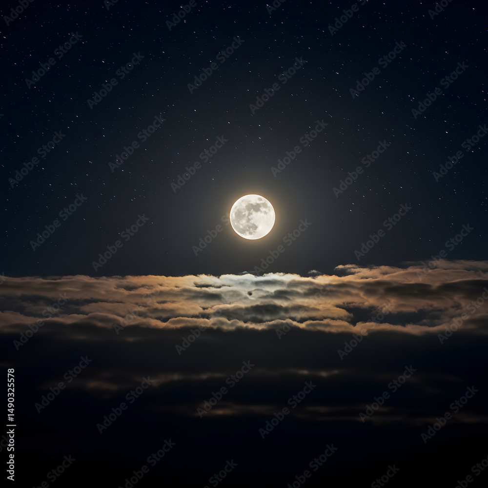 Fototapeta premium Stunning Full Moon Night Sky: High-Res Image