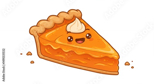 Cute cartoon slice of pumpkin pie