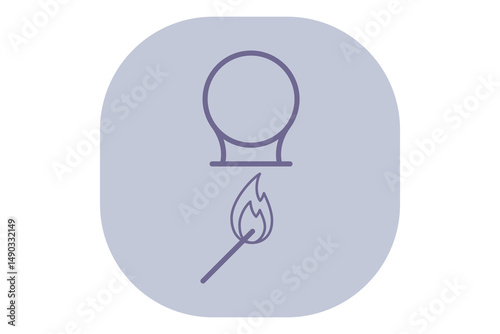 Cupping therapy icon alongside flame symbol. Use of heat in traditional cupping techniques for health and wellness