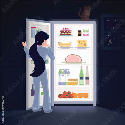 Girl looking in fridge