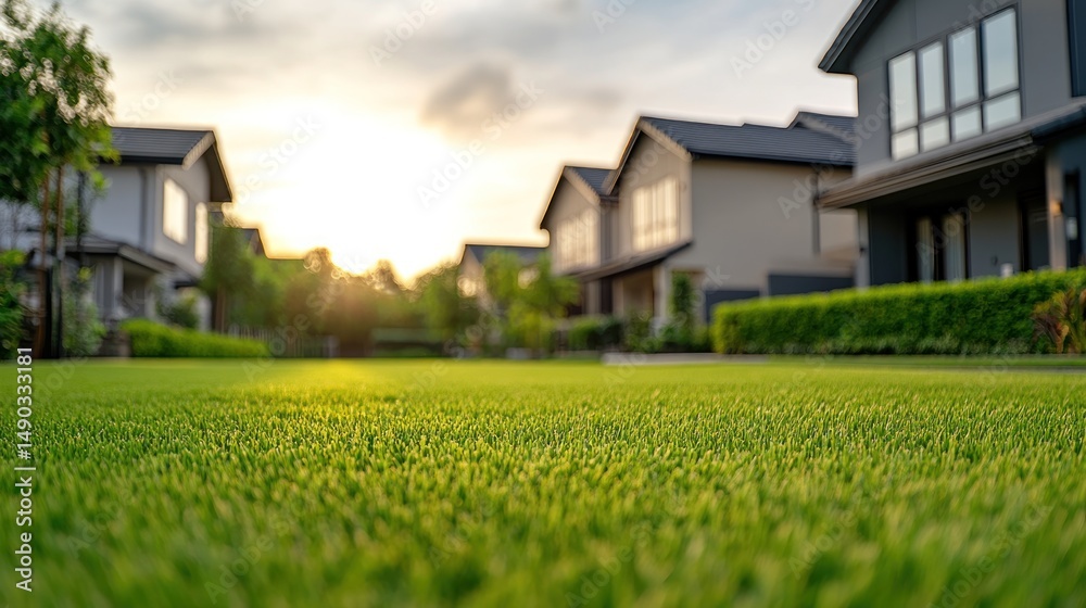 custom made wallpaper toronto digitalSuburban Sunset: Lush Green Lawns and Elegant Homes