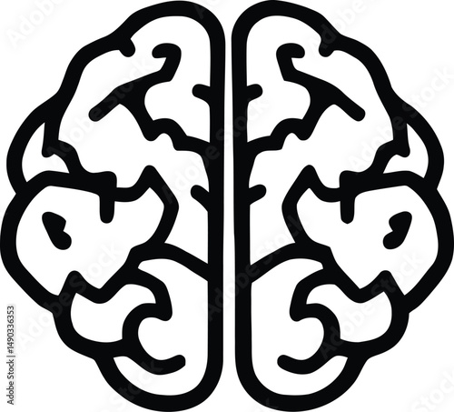 Neuroscience Concept Logo Featuring a Stylized Black and White Brain Illustration with Intricate Neural Folds, Accompanied by the Bold Typography "Mind Science," Representing Cognitive Research, 