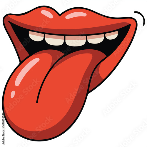 Comic style tongue sticking out isolated vector illustration