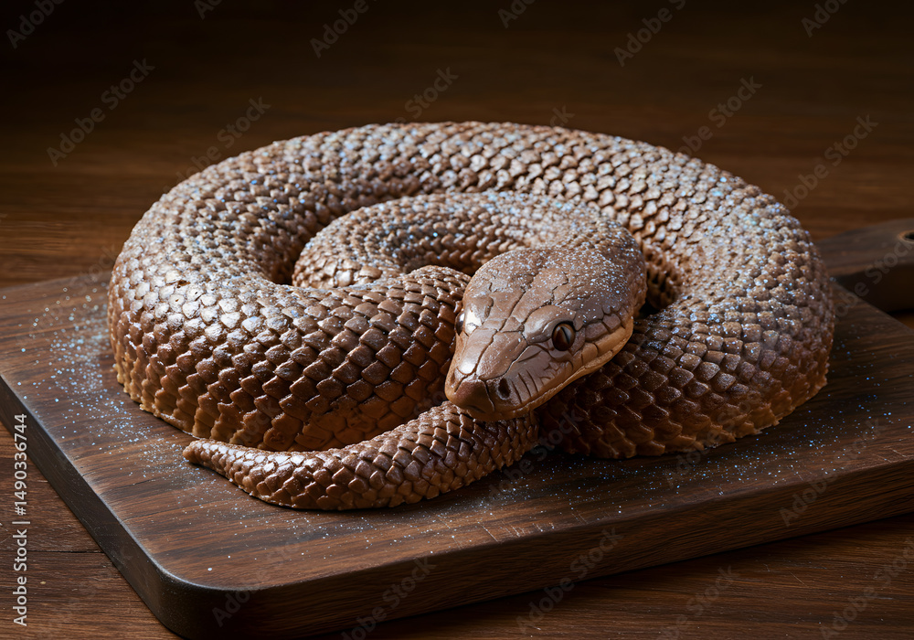 Fototapeta premium Chocolate snake dessert art