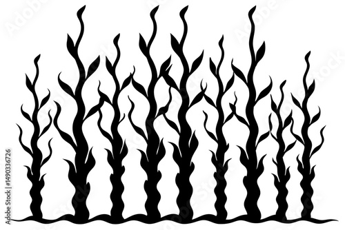 Vertical Kelp Forest with Flowing Leaves