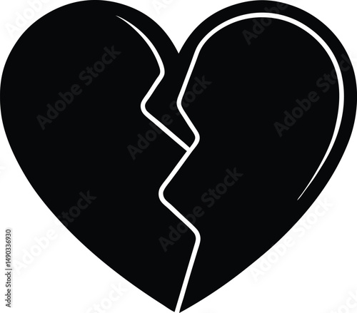 Broken Heart Icon Outline Vector Illustration