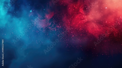 USA Independence Day, abstract red blue shiny background, dissipating smoke, horizontal banner, copy space, free space for text
