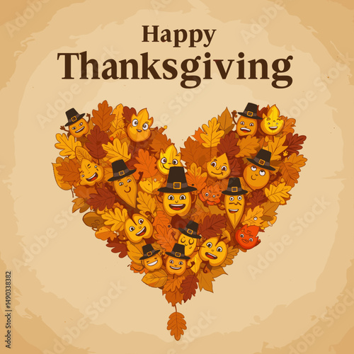 A cheerful collection of Thanksgiving graphics featuring turkeys, autumn leaves, and playful characters.