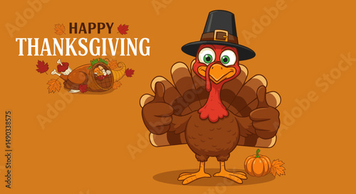 Festive greetings saying "Happy Thanksgiving" with cartoon turkeys and fall-themed backgrounds.