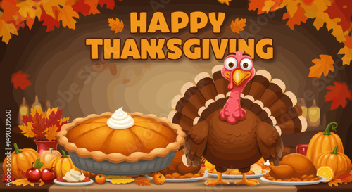 Cute and colorful leaves with expressive faces highlight the joyful spirit of Thanksgiving.
