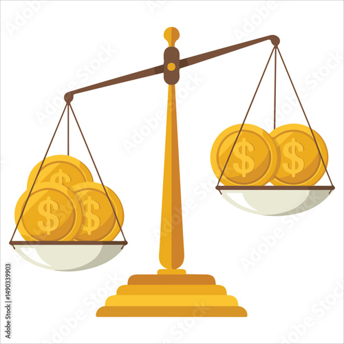 Financial balance scale icon isolated vector illustration on white background