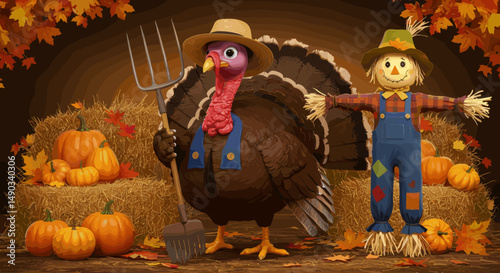 Cute and colorful leaves with expressive faces highlight the joyful spirit of Thanksgiving.